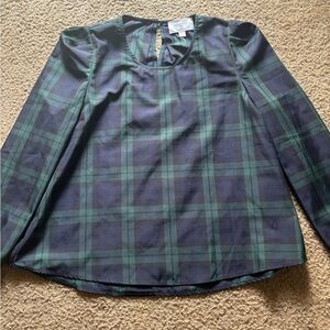 Pomander Place Green and Blue Plaid Blouse